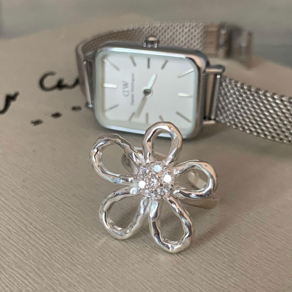 Over 120 Styles Korean style zircon diamond ring women's 925 sterling silver spring and summer niche light luxury high-end index finger ring open ring