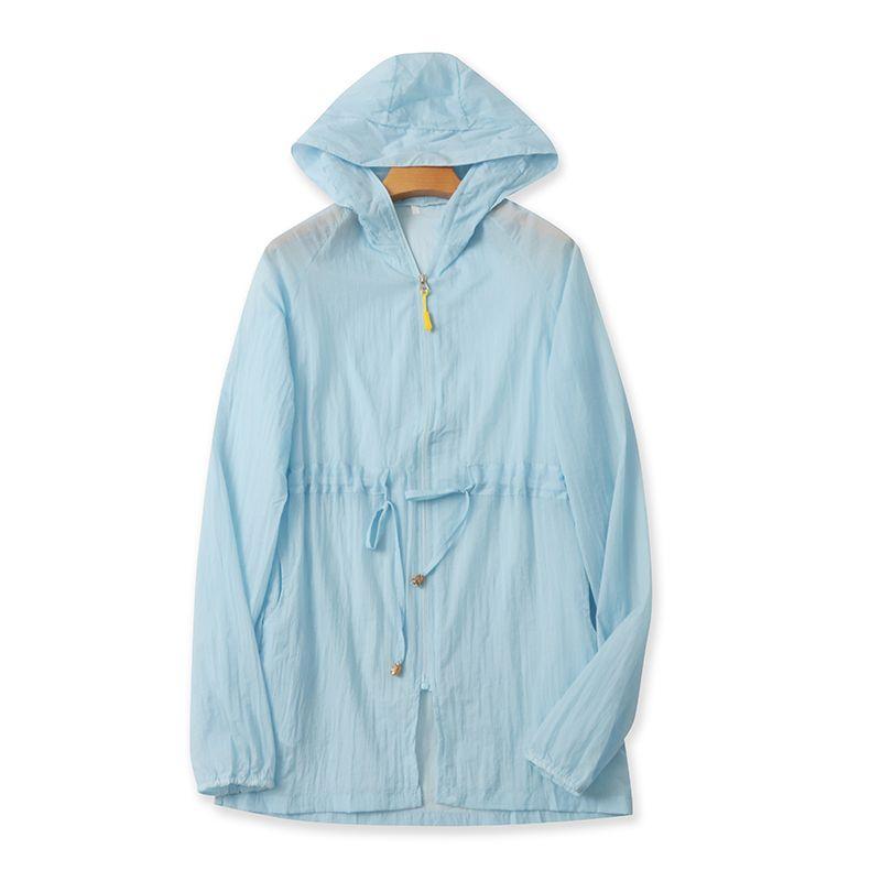 

Длинная худи большого размера на молнии, легко сочетается, экспортная одежда для защиты от солнца Sky Blue L