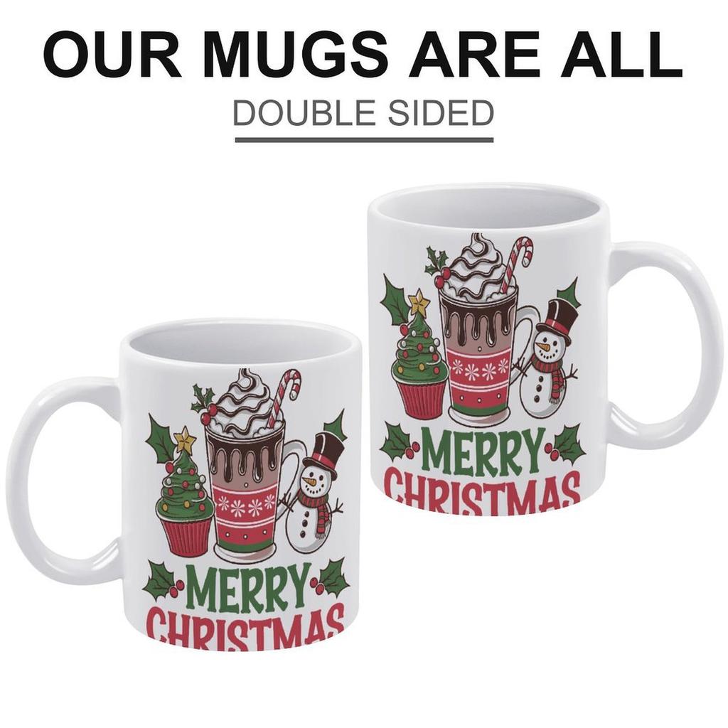 1pc 11oz blank ceramic coffee mug, double-sided printed cup, smooth edge finish, sturdy build, clean classic style, great household mug