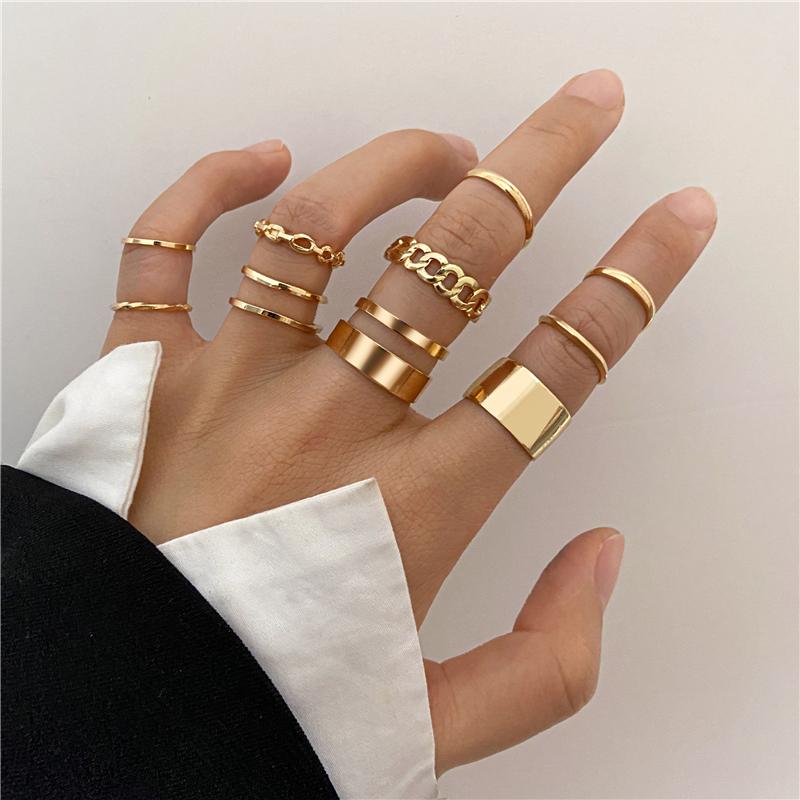 Punk Snake Black Rings Set For Women Vintage Geometric Metal Cross Rings Set 2022 Fashion Trend Personality Jewelry