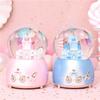 Iridescent Castle Snowfall Crystal Ball Music Box for Kids - Dreamy Fairy Tale Carriage.