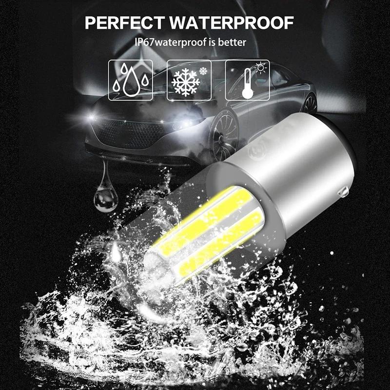 2x 1157 BAY15D P21/5W COB Car LED CANBUS Turn Signal Light Reverse Backup Lamp Tail Brake Bulb Yellow 12V DRL Parking Light