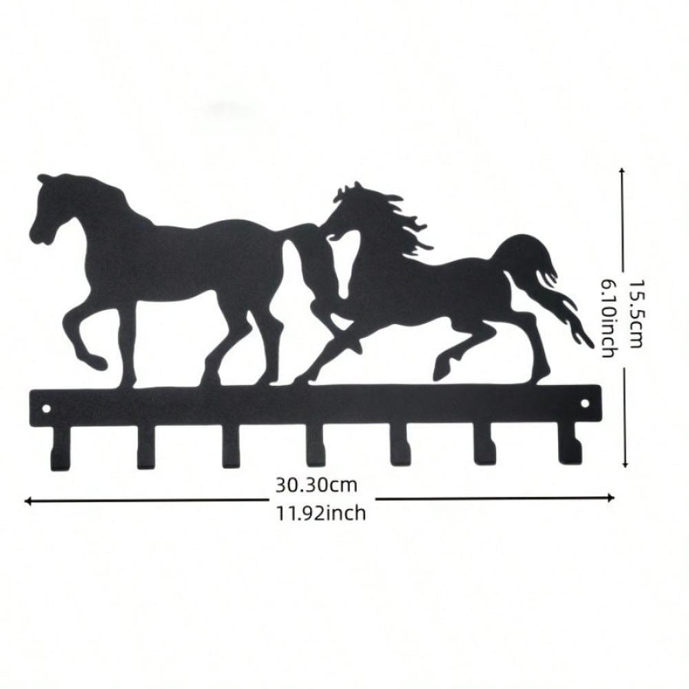 

Double Horse Wall Hook - Multi-functional Metal Key Rack for Coats Hats Bags Organizer Living Room Hallway Office Storage Decor TY7132
