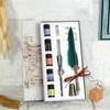Crystal Dip Pen Feather Set Manual Gradient Color Writing Ink Pen Student Stationery Quill 17ml