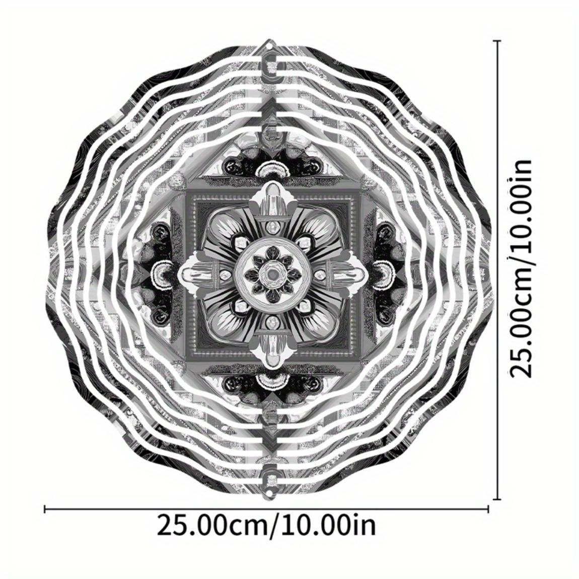 

360 Degree Swivel Hook 10 Inch Bohemian Wind Spinner for Garden Outdoor Decor Black White Metal Wind Chime Creative Gift for All Seasons 01A