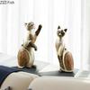 Estatua Creativa de Gato Siamés Adornos de Animales Encantadores Decoración de Escritorio Artesanía Moderna Escultura de Resina de Gatito Decoración Estética para Habitación