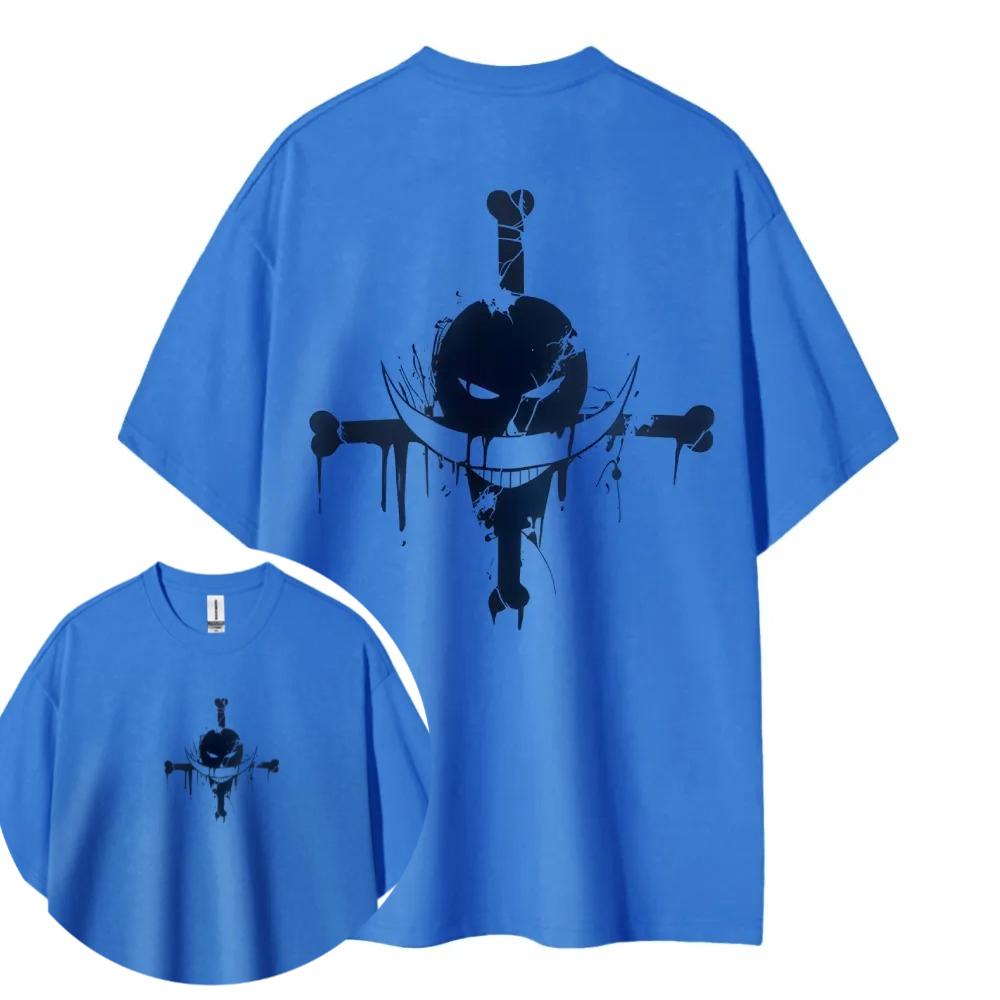 Japanese Anime ONE PIECE Luffy Sauron Peripheral Printed Cotton T-shirt Summer Men's and Women's Tops Short Sleeves Ins