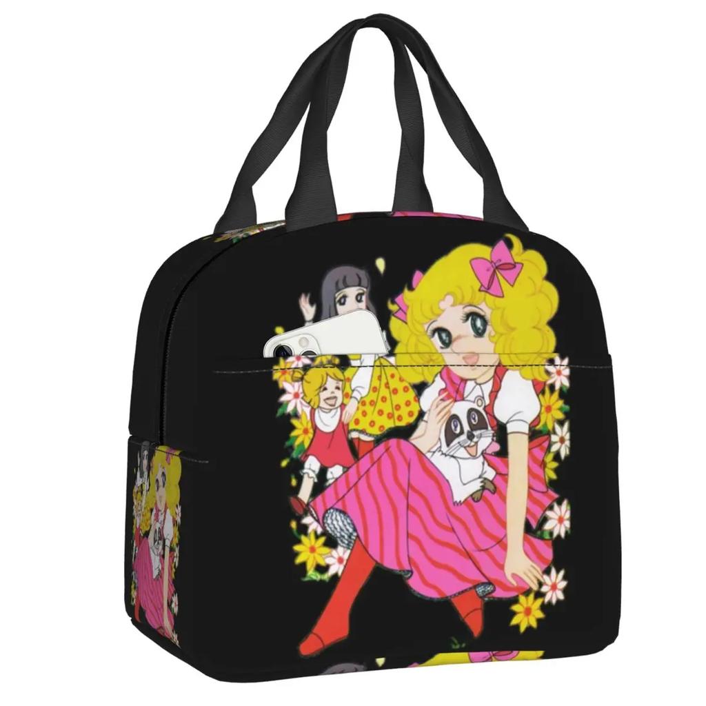 Candy Candy Thermal Insulated Lunch Bags Women Animated Anime Movies Portable Lunch Container School Travel Storage Food Box