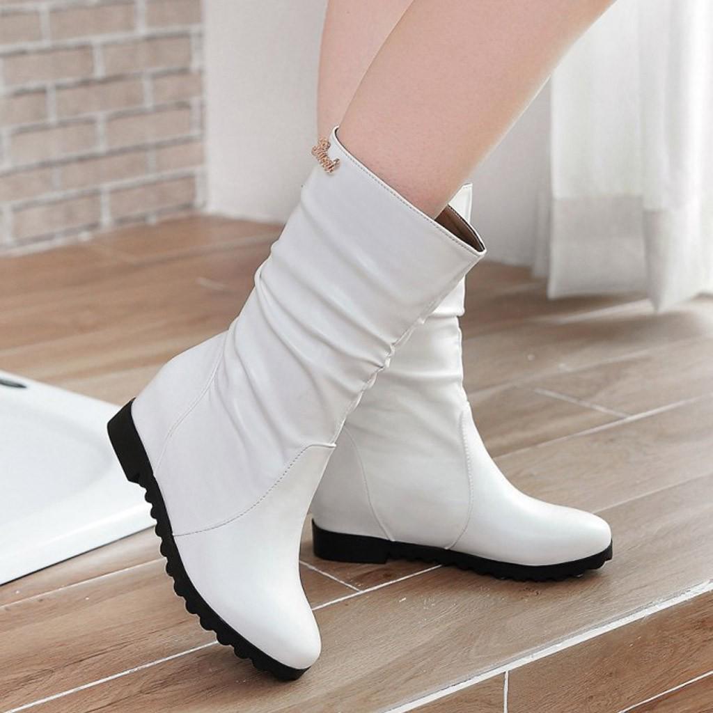 Women Fashion Increase Within Boot Student Rhinestone Hollow Large Size Boots