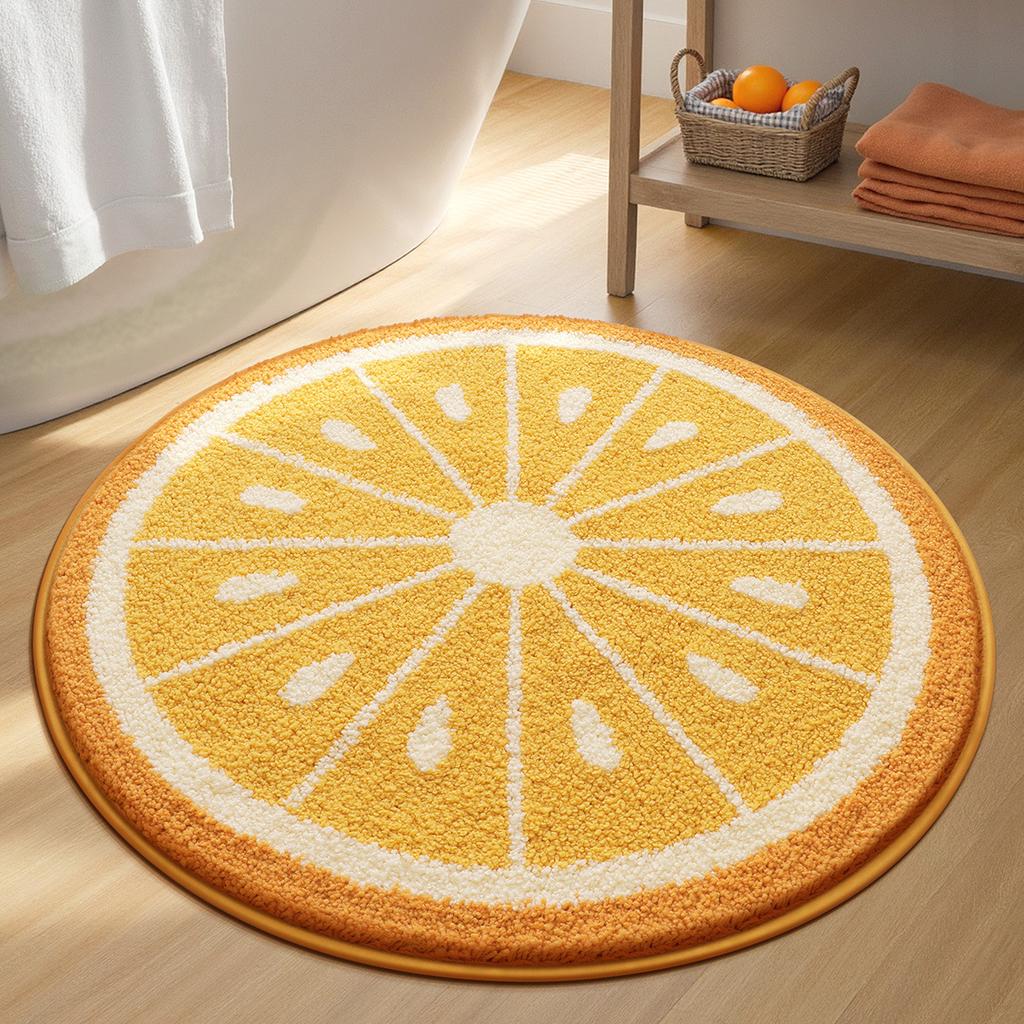 2026 Simple Fruit Bathroom Floor Mat Toilet Semicircular Absorbent Carpet Toilet Non-slip Mat Door Mat