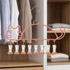 Cat Shape Clothes Drying Rack 8 Clips Capacity Windproof Waterproof Metal Hanger Balcony Sock Drying