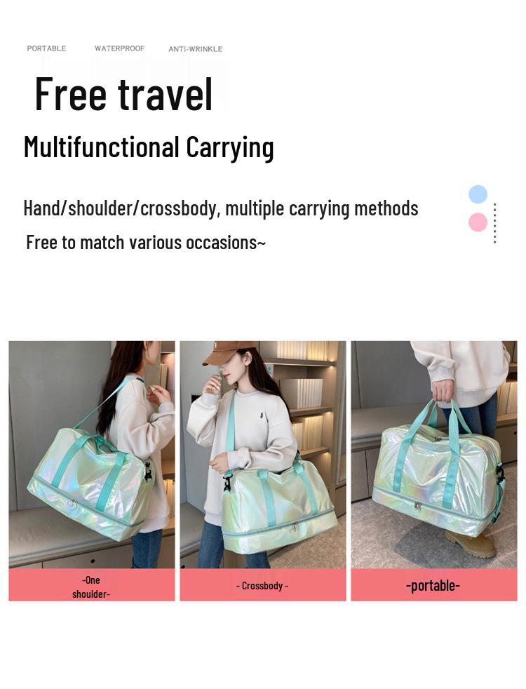 Large Capacity Colorful Shiny Fitness Travel Bag with Wet/Dry Separation - Versatile Crossbody Shoulder Bag