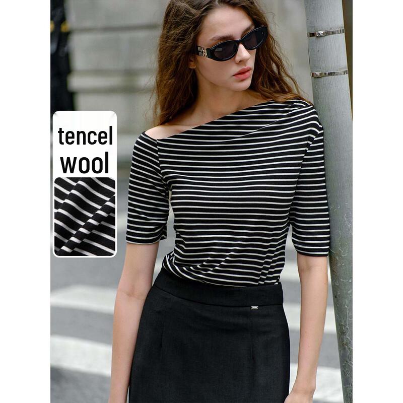 

Navigare Women s Striped Off-Shoulder T-Shirt M