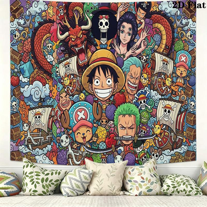 Anime One-Piece Wall Tapestry Aesthetic Wall Hanging Printed Fabric Blanket Decorative Tapestries for Bedroom Living Room Home Decor