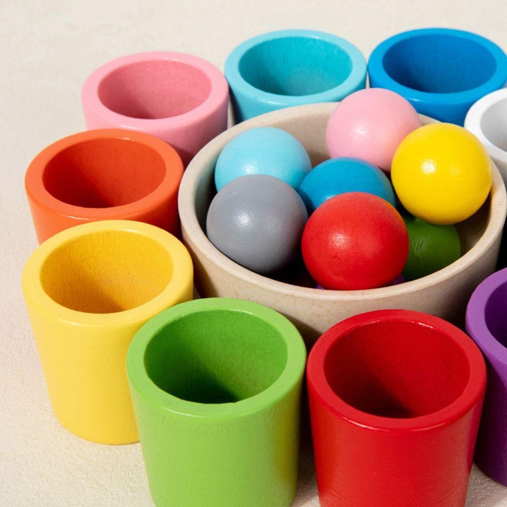 Multicolor Color Cups Matching Game Color Matching Sorting Cognition Game Education Toy  For Kids