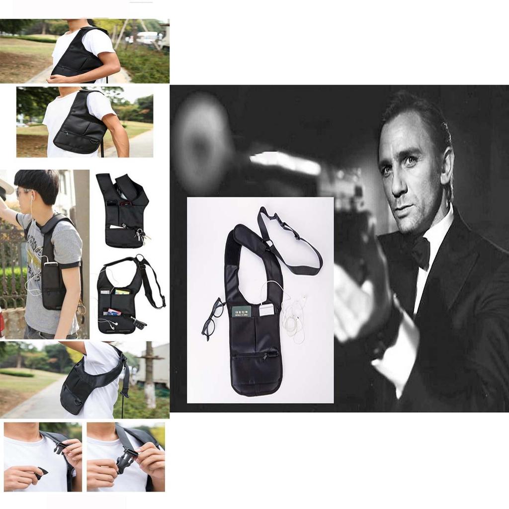 Fashion Mens Antitheft Phone Package Black Shoulder Bag Hidden Backpack For Casual Use