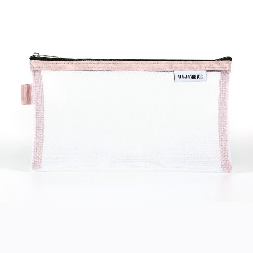 Cosmetic Bag Small Wallet Mesh Storage Bags Transparent File Bag Grid Pencil Bag Stationery Bag