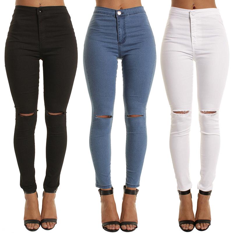 Nuevos Jeans Skinny Elásticos para Mujer 2026, Pantalones Lápiz de Tiro Alto con Rodilla Rota y Corte Levanta Glúteos para un Look Adelgazante