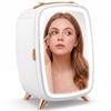 Skincare Refrigerator, 6L Mini Cosmetic Fridge with LED Mirror, Cooling Function for Bedroom, Skincare, Office, White
