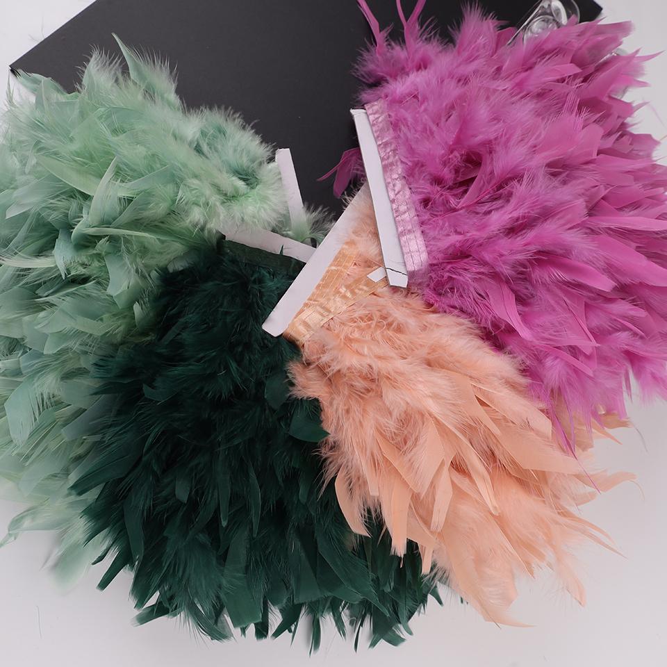

10Meters Turkey Feather Trim Fringe 10-15Cm Marabou Feathers Ribbon Handicrafts Clothes Dress Sewing Plumes Decoration 10 meters гарячі рожевого кольору