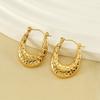 Women's Fashion Textured Stainless Steel Hoop Earrings Vacuum Plated Light Luxury Non Fading Jewelry Accessory