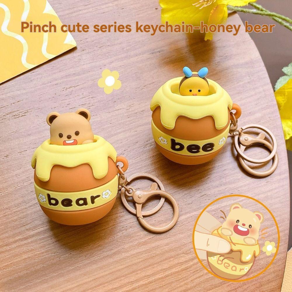 

Knead Honey Bear Keychain Funny Car Key Ring New Decompression Toy Gifts
