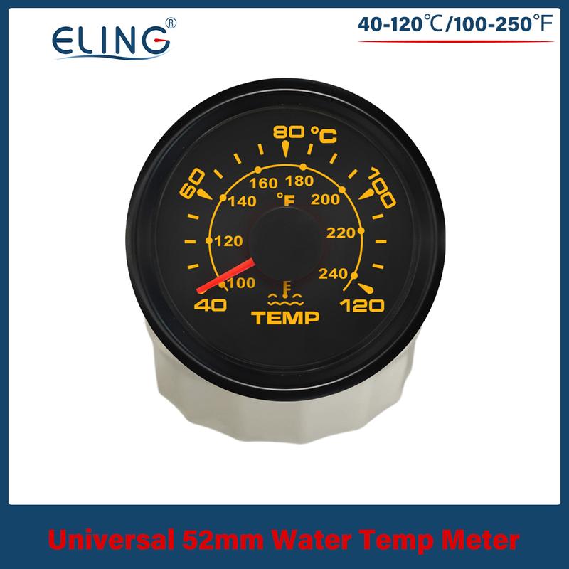 ELING Waterproof 52mm Water Temp Meter Temperature Gauge for Engine Motorcycle RV Yacht Boat 12V 24V with 8 Colors Backlight