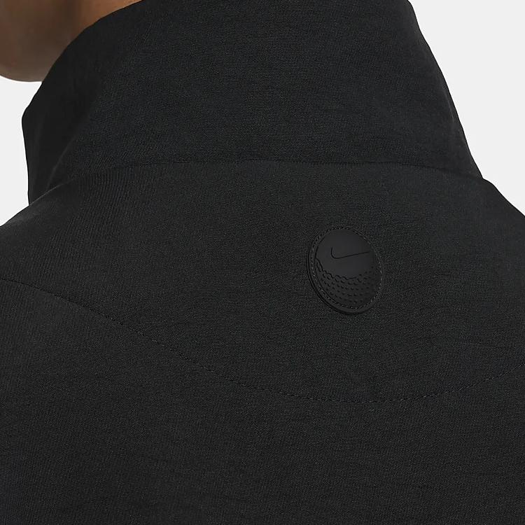 Nike Therma-Fit Unscripted Jednolity Kolor Stójka Elastyczny Mankiet Design z Kieszeniami na Zamek Casualowa Koszulka Golfowa Męska topy Czarny FB5496-010