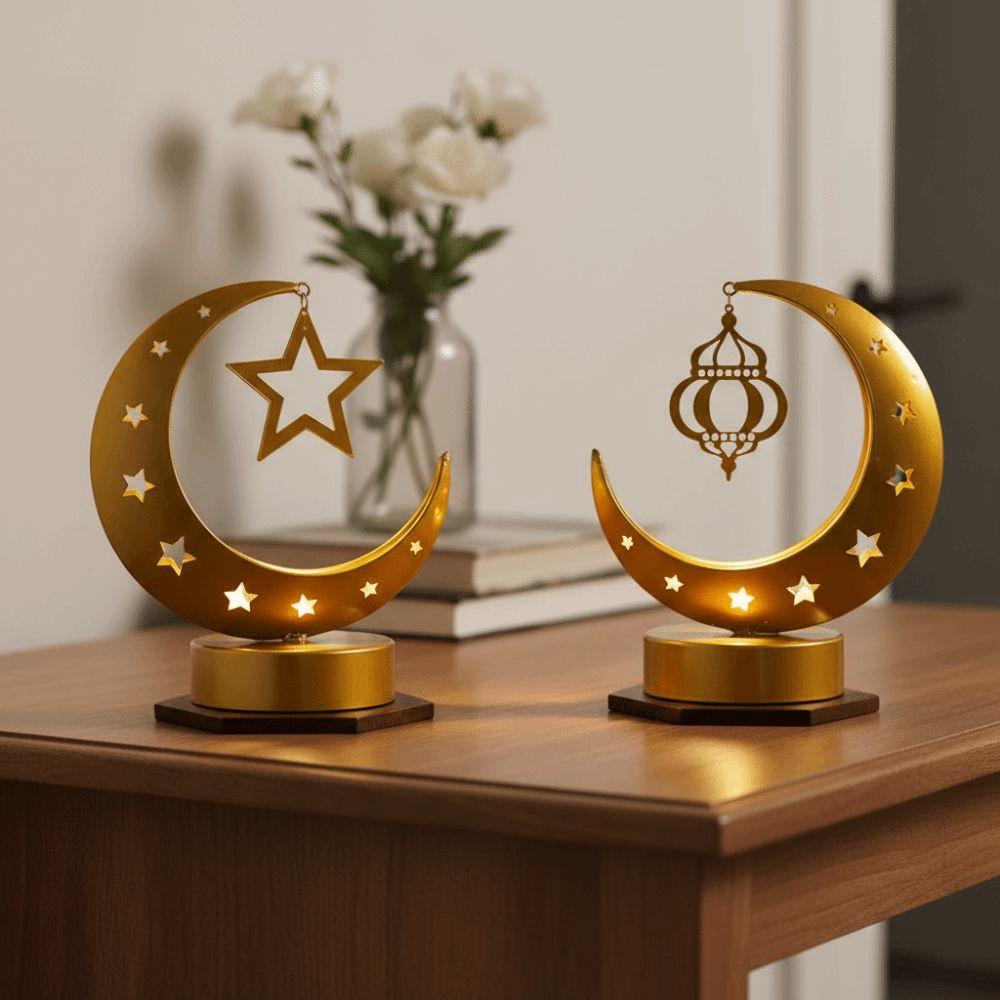 Wrought Iron Hollow Ramadan Desk Lamp Metal Art Design Ramadan Decorative Light  Bedroom Lighting
