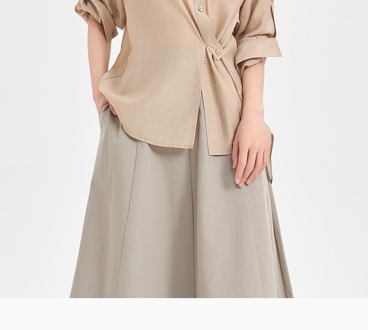 Same commuting collar long sleeved shirt for women in the shopping mall, 2026 summer, loose and casual, slimming and high-end top