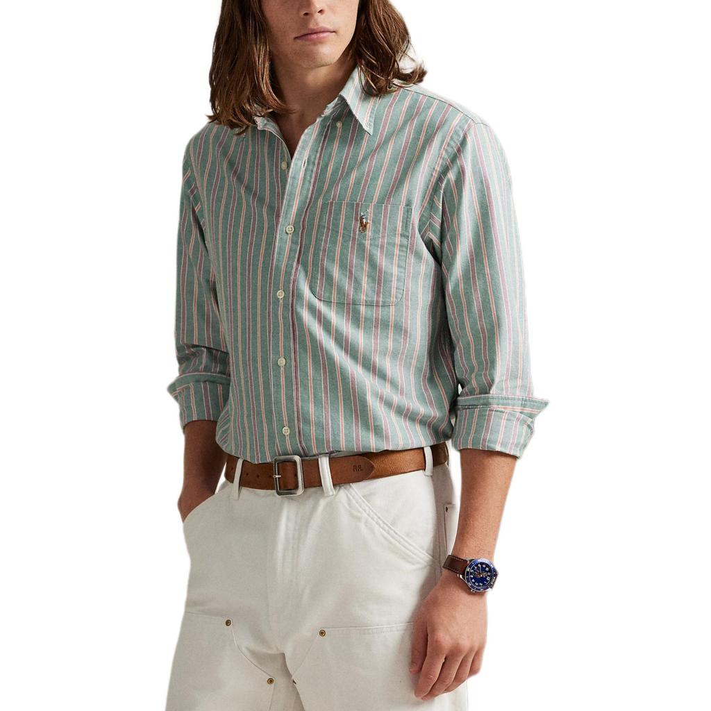 Polo Ralph Lauren Stripet Bomull Brodert Pony Skjorte Herre topper 710P00630-003
