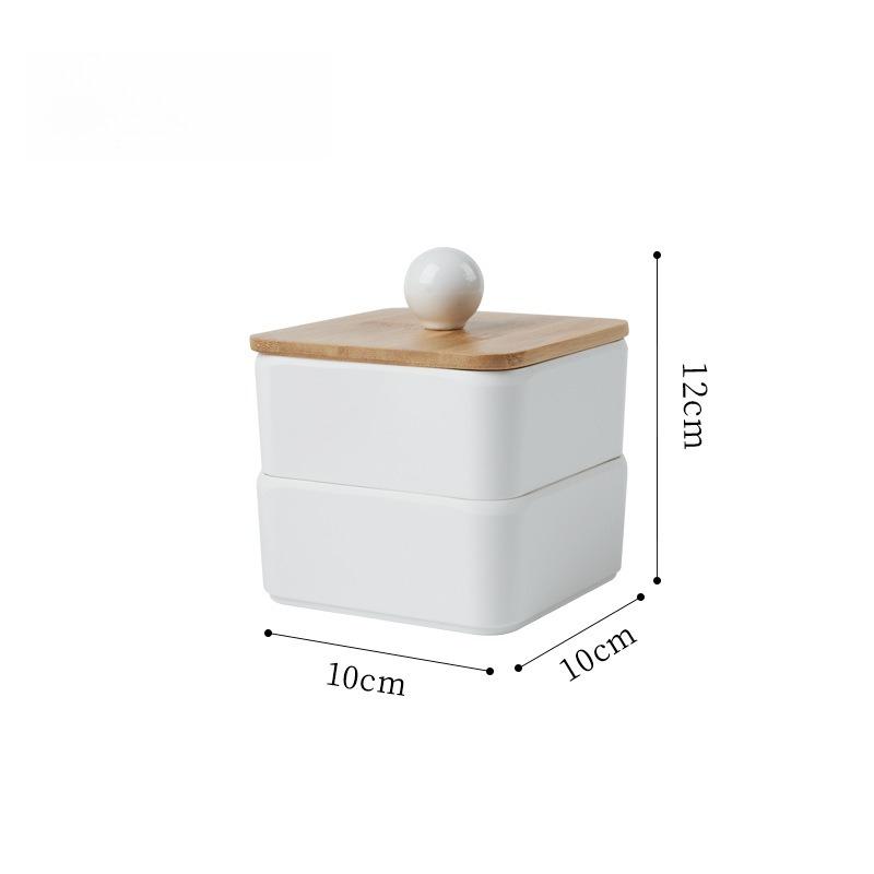Japanese Style Simple Desktop Dustproof Cotton Swab Storage Box Sundries Small Box Cotton Pad Box Toothpick Storage Box