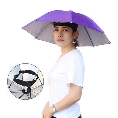 Umbrella Hat with Elastic Headband Waterproof Head Umbrella Hat Portable Hands-Free Folding Cap Fishing Hiking Sunshade Hat for Adult Kids Women Men