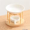 Ceramics Tealight Wax Warmer Essential Oil Burners Heater with Wood Stand Candleholder Aromas Lamp Stove for Meditations