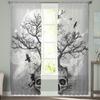 Skeleton Tree Branch Bird Skull Sheer Curtains for Living Room Modern Voile Curtain Bedroom Tulle Curtains Window Drapes Decor