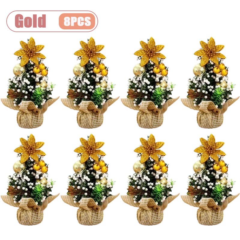 1-10PC Mini Christmas Tree Desktop Decor Set Home Tabletop Craft Ornament for Party Scene Setting Festive Decoration Arrangement