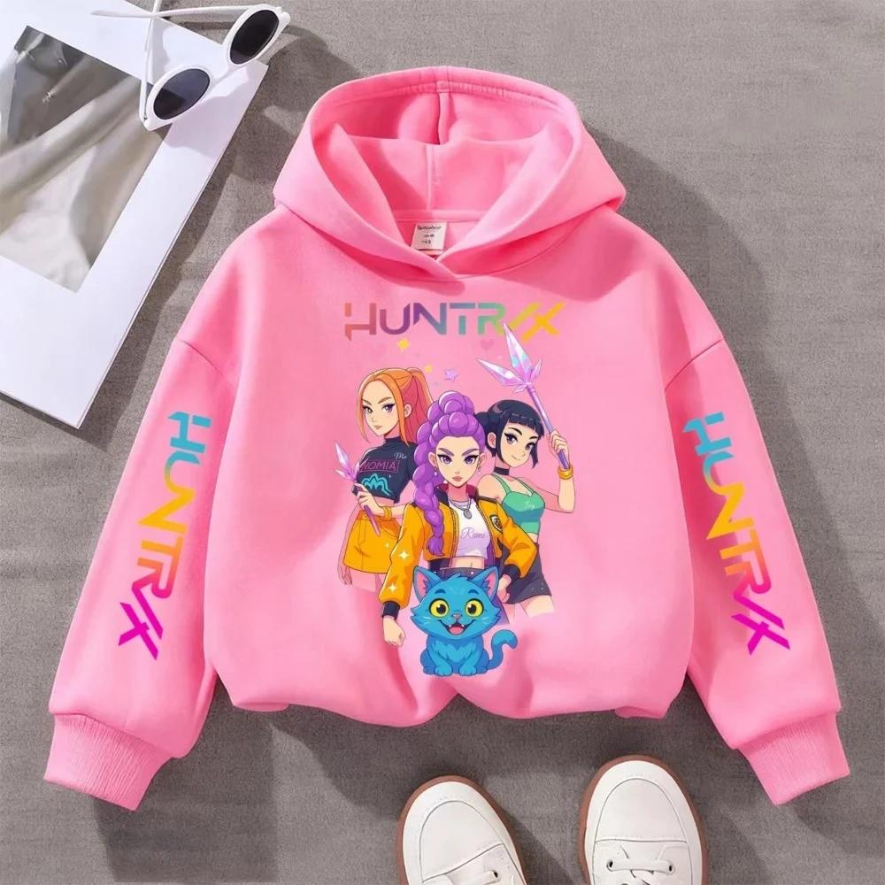 KPOP Devil Hunter New Children Hooded Sweatshirt Boy Girl Autumn Winter Daily Outdoor Vacation Casual Loose Warm Soft Sportswear