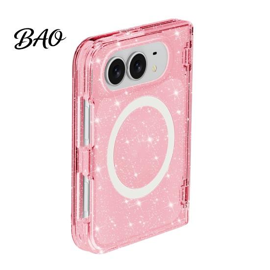Durable Scratch Resistant Magnetic Glitter Case for IPhone Fold, Clear Phone Protector Shell, Shell Precise Cutout, Guard Anti-fall Protection MagSafe