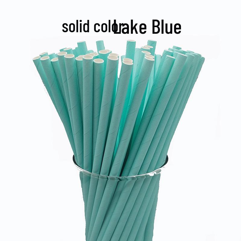 Blue Eco-Friendly Disposable Paper Straws for Parties and Desserts