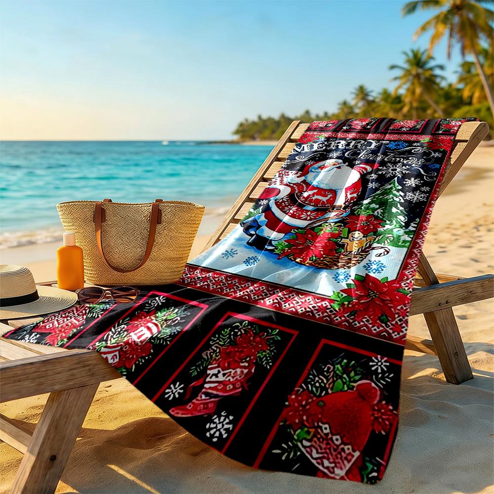 Christmas Beach Towel Super Soft Microfiber Quickdry Fabric Comfortable Lightweight