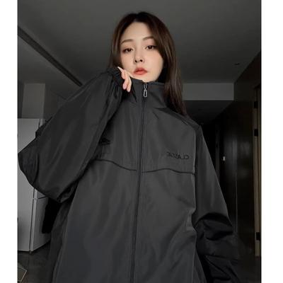 Vintage Y2k Ceket Kadın Rüzgarlık Büyük Boy Harajuku Moda Streetwear Rahat Fermuar Ceketler Kore Tarzı Açık
