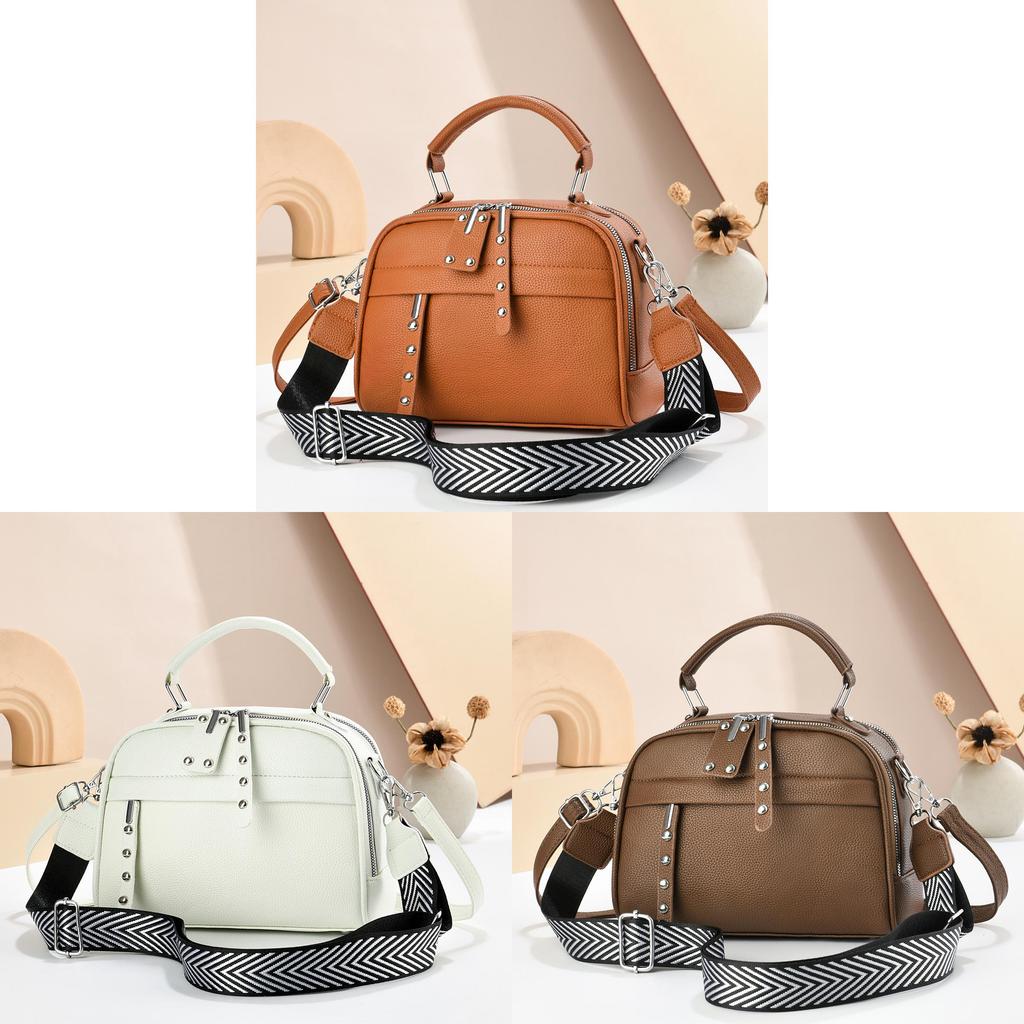 Pu Leather Shoulder Bag With Zipper Pockets And Adjustable Strap For Daily Use