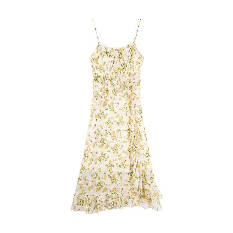 Qiusui Yiren Floral Ruffle Chiffon Dress