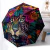1 Stück Blumen-Leopardenmuster Automatischer Faltregenschirm, Tragbares & Faltbares Design mit 8 Speichen, Lässiges Outdoor-Accessoire yy250804165