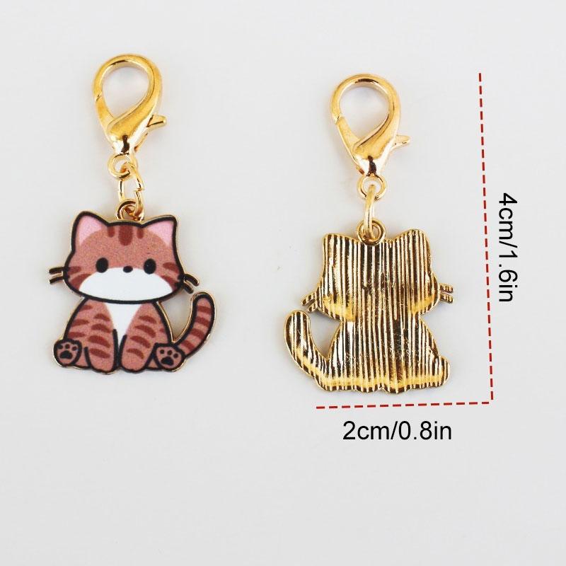 1/8pcs Cat & Daisy Cute Keychain Cartoon Handbag Pendants for Women Girls Key Ring Bag Charm