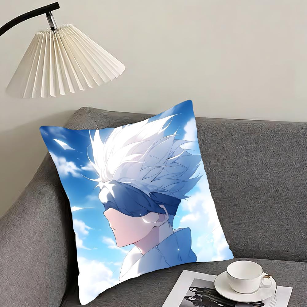 Gojo Satoru Cushion Cover Reversible Plush Pillow Cover – For car, sofa, bedroom, perfect as a gift.