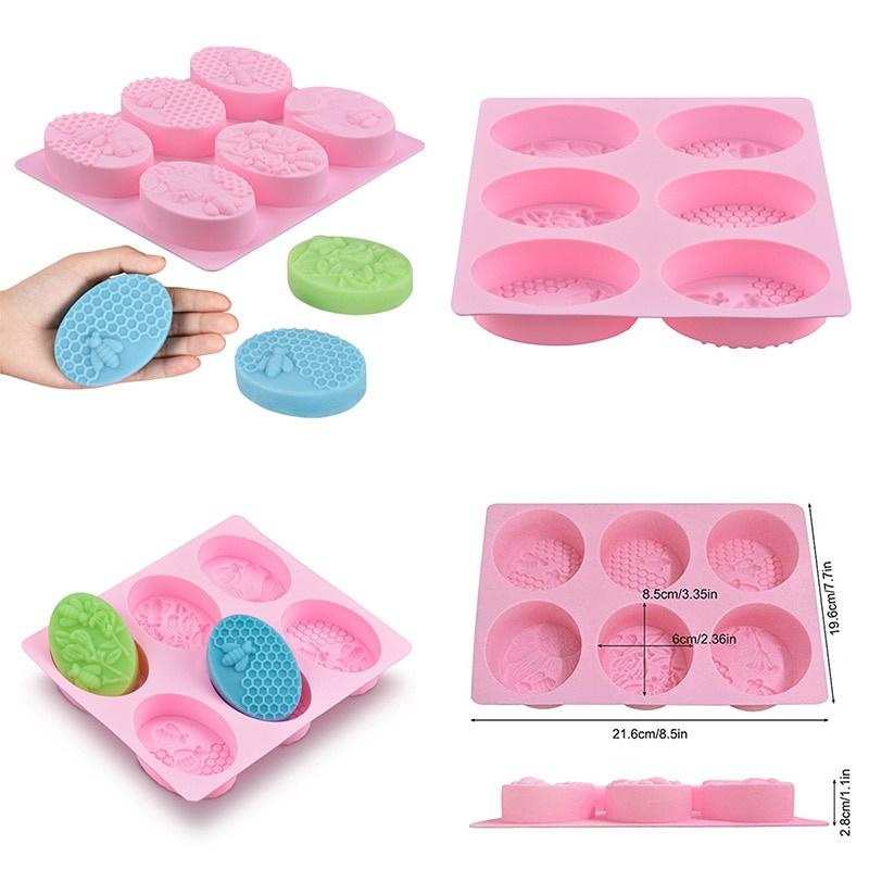 6 Hohlräume Oval Honig Biene Silikon Spa Seife Form DIY Handgemachte Handwerk 3D Insekten Formen Kuchen Schokolade Form
