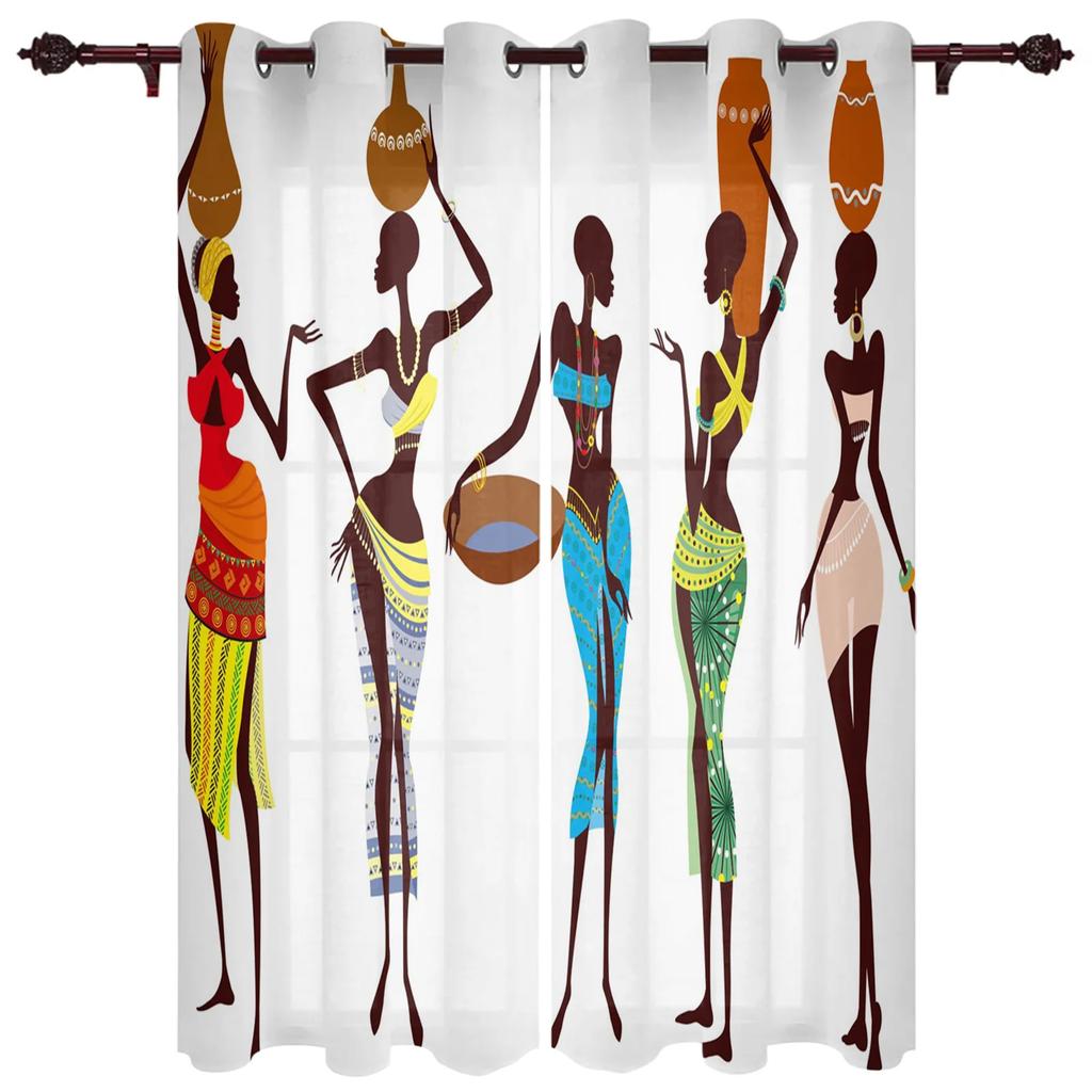 2Panels African Female Elephant Giraffe Bedroom Kitchen Curtains Living Room Decoration Items Window Curtains for Living Room