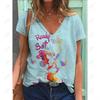 Sommer Ny Mote Dame V-hals Topp Kort Ermet T-skjorte Disney Mikke Mus Trykk Casual Gate Allsidighet Y2K Oversize-5XL