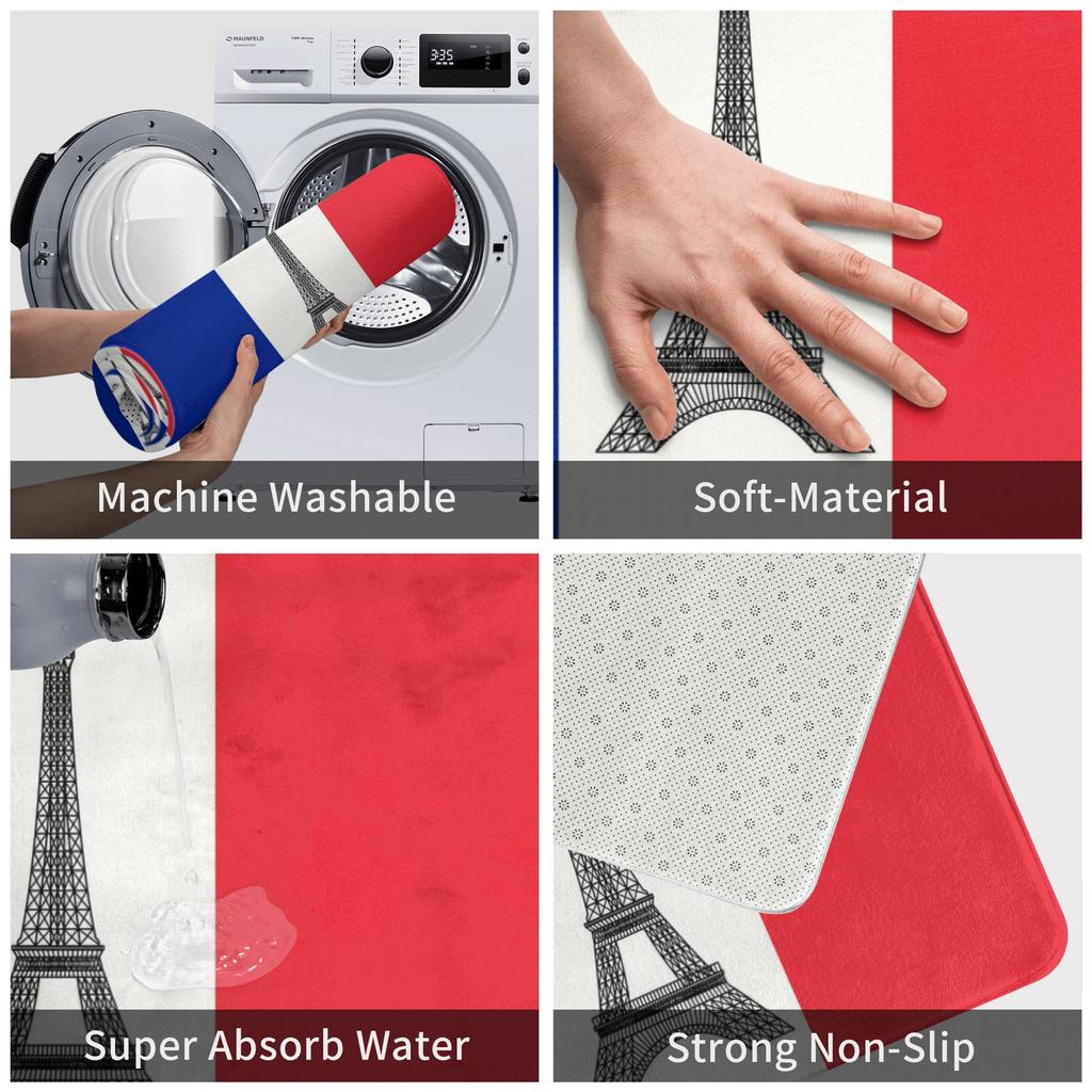 Flag Of France Doormat Mat Anti-Slip French La Tour Eiffel Kitchen Bathroom Bedroom Rug Carpet 40*60cm
